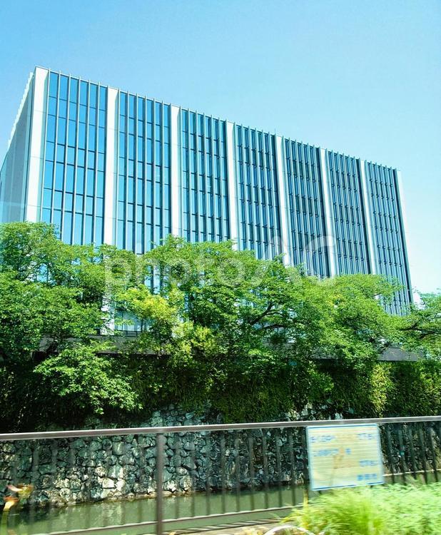 駿府城公園お濠の外側から見えるビル　 ビル,静岡地方裁判所,駿府城公園の写真素材