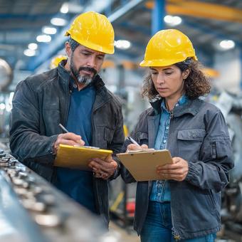 作業内容を確認する専門家たちの写真