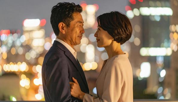 40代日本人男女の婚活交際夜景デート 40代日本人男女の婚活交際夜景デートの写真