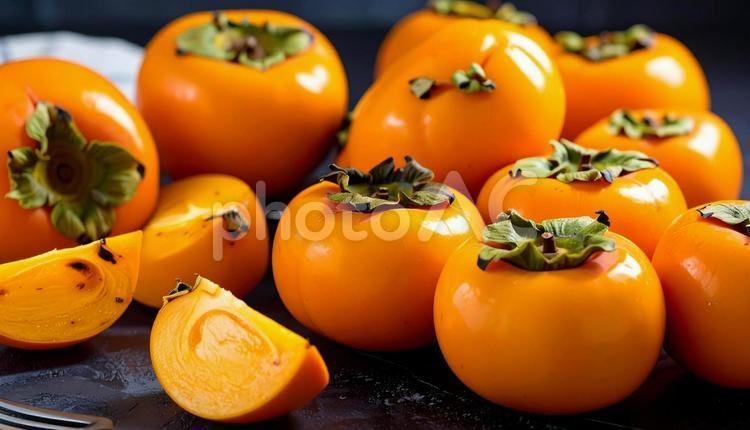 柿　全面 柿,フルーツ,食べ物の写真素材