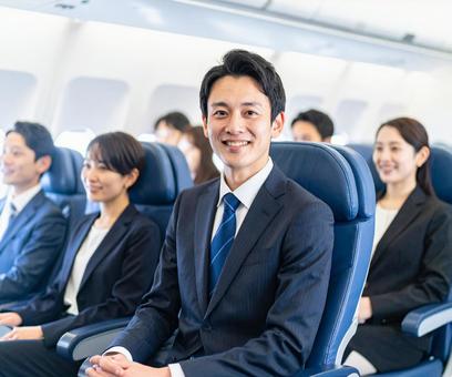 飛行機の中 飛行機の中の写真