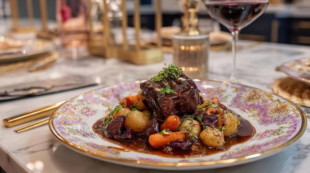 伝統的なビーフ・ブルギニョンの写真