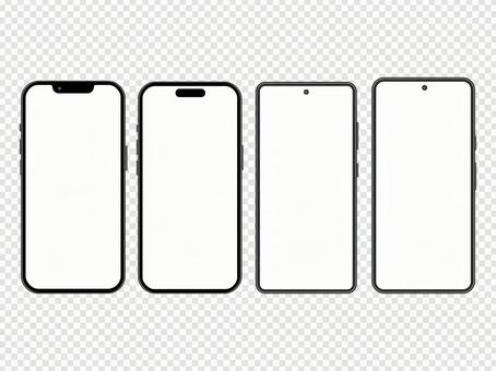 透過 スマートフォン4機種 市松背景 透過 スマートフォン4機種 市松背景の写真