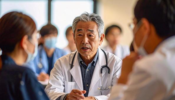 治験の説明会で患者へ詳細を説明する医師の写真