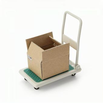 台車　引越し　宅配 台車,ミニチュア,ダンボールの写真素材