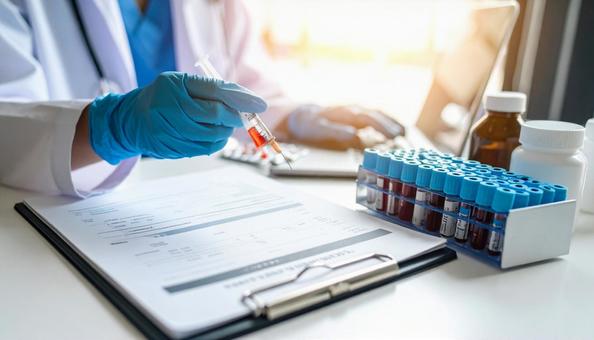 治療薬のイメージ 血液検査の結果の書類 治療薬のイメージ 血液検査の結果の書類の写真