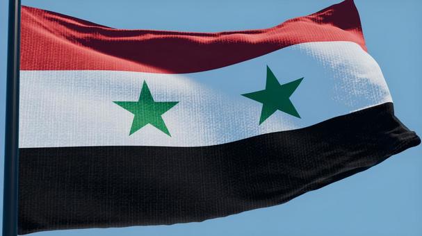シリア国旗・風になびく シリア,国旗,旗の写真素材