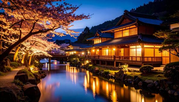 ホテル 旅館の夜の外観 ホテル 旅館の夜の外観の写真