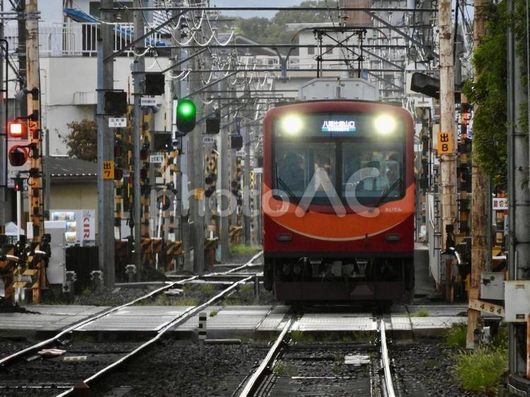 雨の元田中駅周辺と叡山電車 叡山電車,叡電,叡山電鉄の写真素材