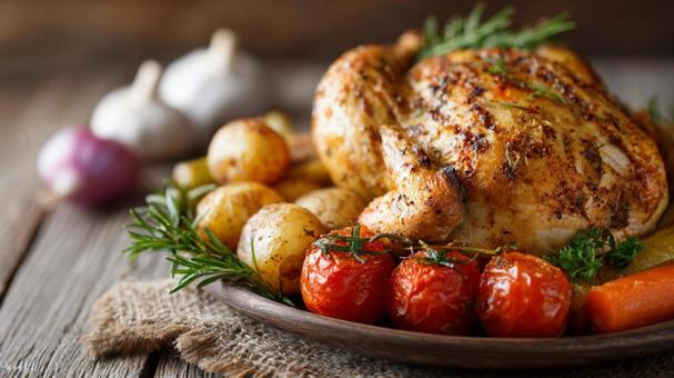 丸鶏チキン料理の写真