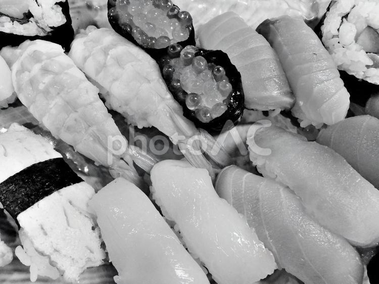 握り寿司３　白黒 日本,日本料理,寿司の写真素材