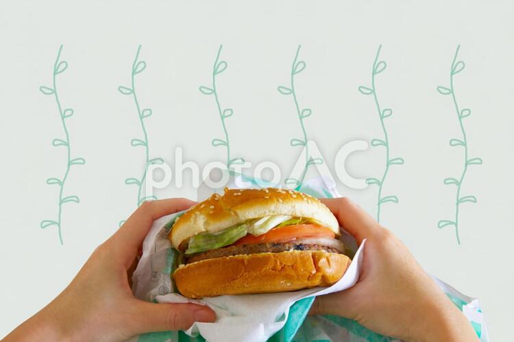 代替肉を使ったバーガー１ 代替肉,人工肉,植物肉の写真素材
