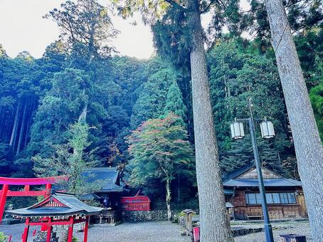 秋の風景　池神社 風景,地方,奈良県吉野郡の写真素材