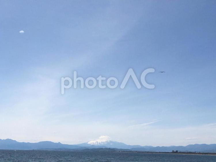 富士と空　背景用画像 空,青空,雲の写真素材