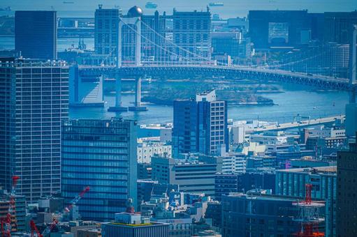 レインボーブリッジと都市景観 レインボーブリッジと都市景観の写真