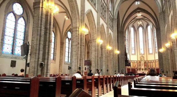 明洞大聖堂 明洞大聖堂,教会,キリスト教の写真素材