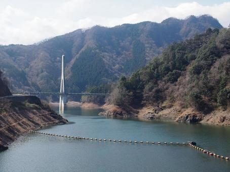 秩父　ダム ダム,山,湖の写真素材
