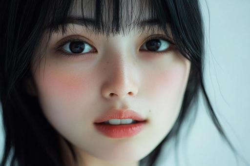 微笑みの可愛い黒髪日本女性の写真