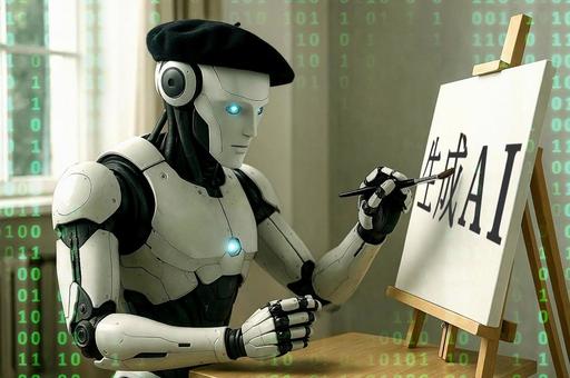 生成AI技術で画像を作成しているロボットの写真