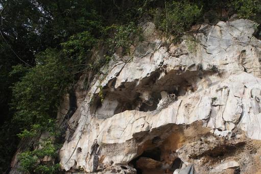 Photo, cliff, a stalactite, limestone, 