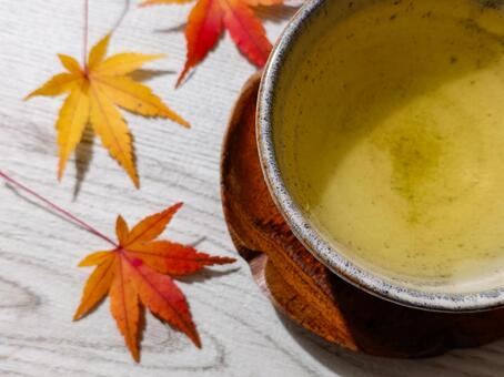 もみじと緑茶 もみじ,緑茶,日本茶の写真素材