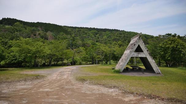 宮崎県えびの市矢岳高原の避難所 宮崎県,えびの市,景色の写真素材