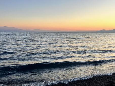 朝 海,風景,自然の写真素材
