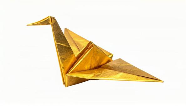 金色の折り鶴 折り紙 (背景透過) 金色の折り鶴 折り紙 (背景透過)の写真