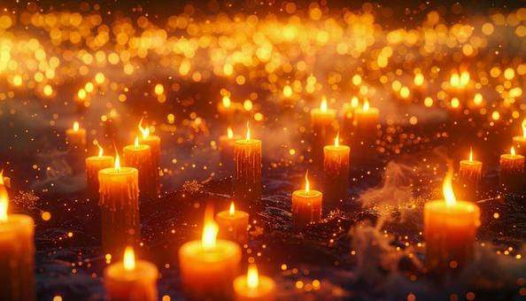 幻想の夜に揺れるキャンドルの炎 幻想の夜に揺れるキャンドルの炎の写真