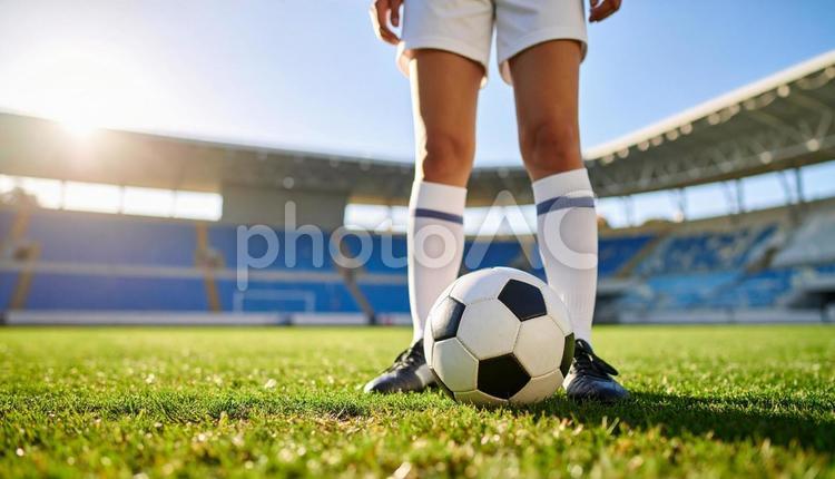 スタジアムに立つサッカー選手のイメージ サッカー,スタジアム,スポーツの写真素材