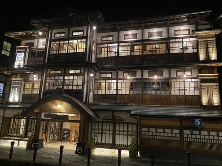 銀山温泉 夜 銀山温泉 夜 銀山温泉,温泉街,聖地の写真素材