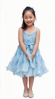 青いドレスの女の子 青いドレスの女の子の写真
