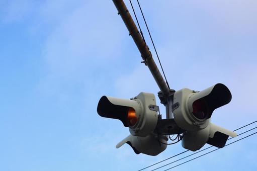 点滅信号機 信号機,赤,注意の写真素材