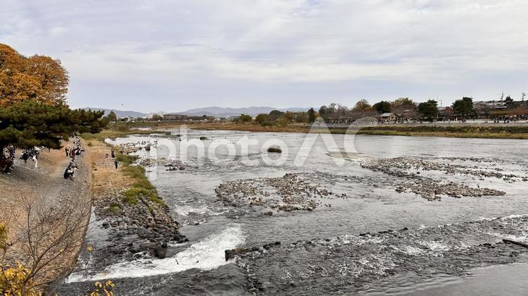 京都桂川の風景1 京都,京都府,桂川の写真素材