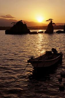 金輪島夕景13 夕景,海,夕日の写真素材