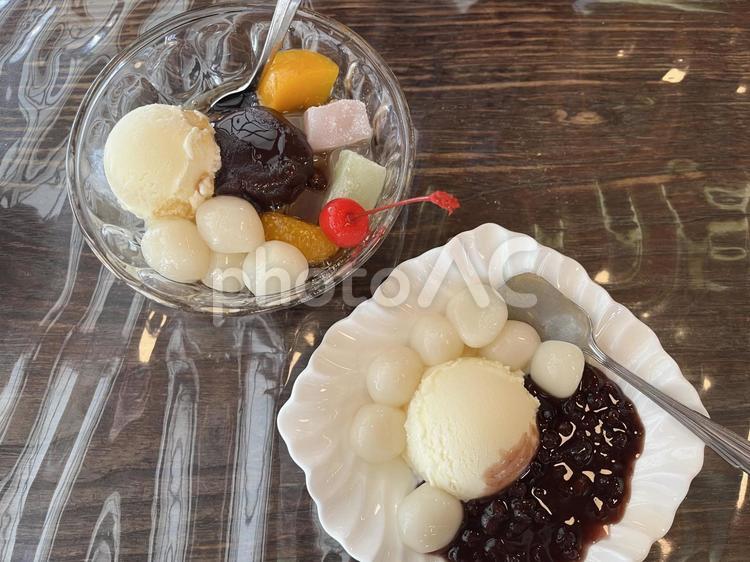 和風スイーツ 白玉,あんみつ,アイスの写真素材