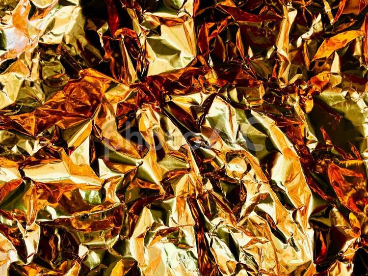 金色の紙くしゃくしゃ(粗め) 金色,紙,金の写真素材