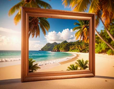 海の風景とフレームの夏イメージ 海の風景とフレームの夏イメージの写真