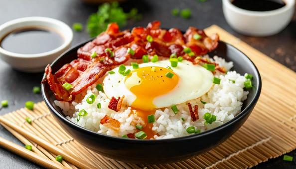 カリカリベーコンの玉子かけご飯 カリカリベーコンの玉子かけご飯の写真