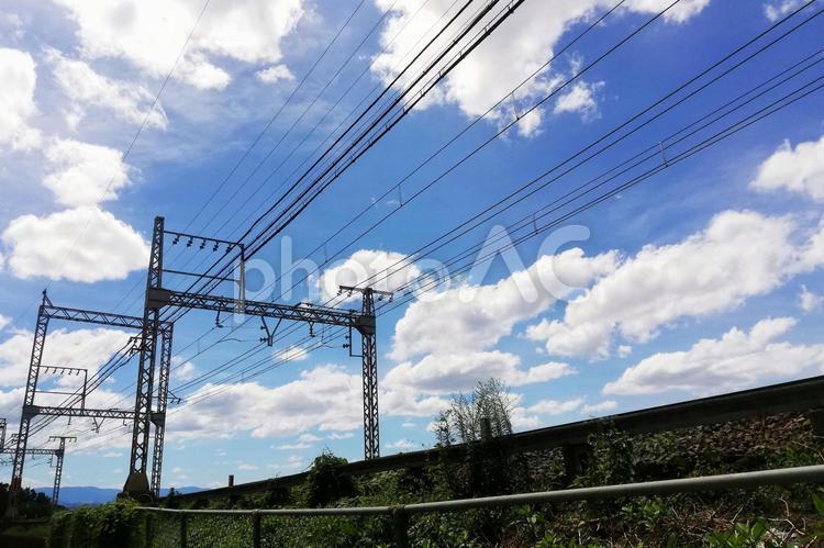 駅の線路と電線 線路,電車,列車の写真素材