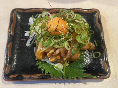 鳥ユッケ 鳥ユッケ,鶏ユッケ,生肉料理の写真素材