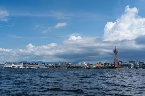 博多湾から見る市街地の景色 博多湾から見る市街地の景色 福岡,博多,九州の写真素材