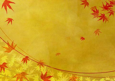 金の和紙背景に秋の紅葉の葉 和紙,紅葉,金の写真素材