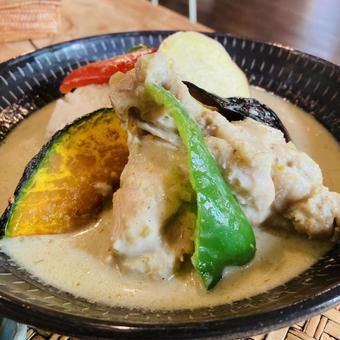 チキンのグリーンカレー③ チキン,グリーンカレー,カレーの写真素材