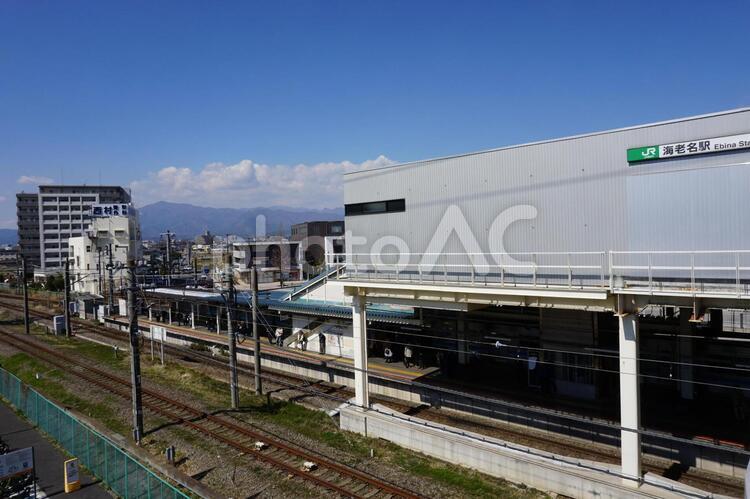 ＪＲ相模線　海老名駅のホーム 海老名,海老名駅,タワーマンションの写真素材