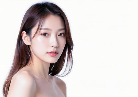 美容イメージ・クールな表情の女性（白）の写真