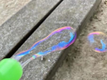 Photo, soap bubble, balls of beads, rainbow-colored, 