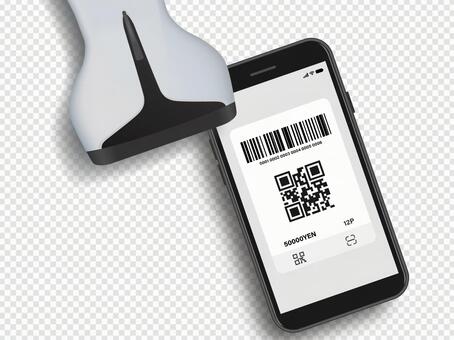 透過　スマホのQRコード決済　２ スマートフォン,スマホ,コード決済の写真素材