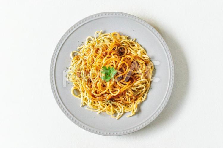 ミートソースパスタの盛り付け　　 ミートソース,パスタ,スパゲッティの写真素材