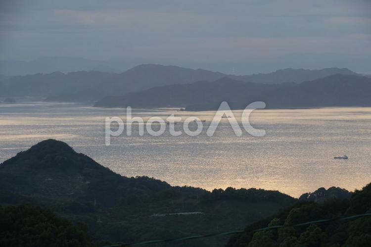 瀬戸の船 風景,水域,日暮れの写真素材
